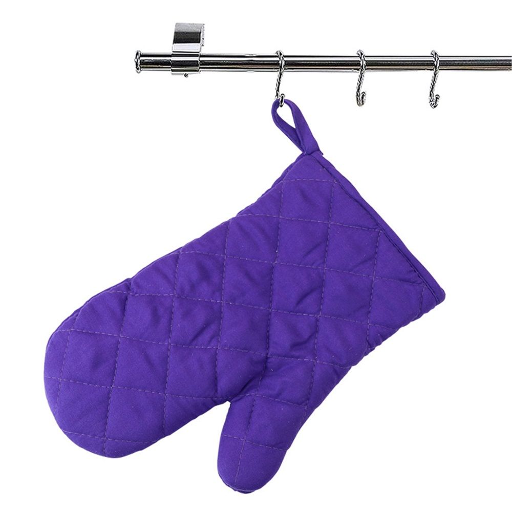 Professional Heat Resistance Kitchen Cotton Oven Gloves for Grilling Cooking Microwave BBQ Baking, 2-Pack with Soft Inner Lining (Purple) โ image 3