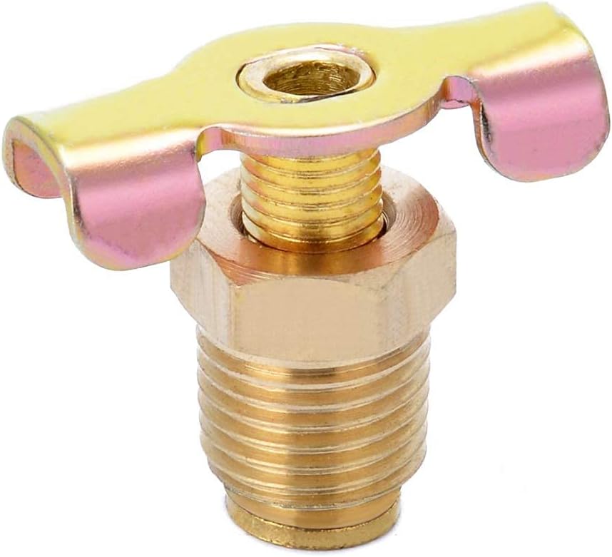 Brass Wing Style Drain Cock 1/4" NPT Male External Drain Switch Air Hose Fitting With Handle (Pack of 2) — image 5