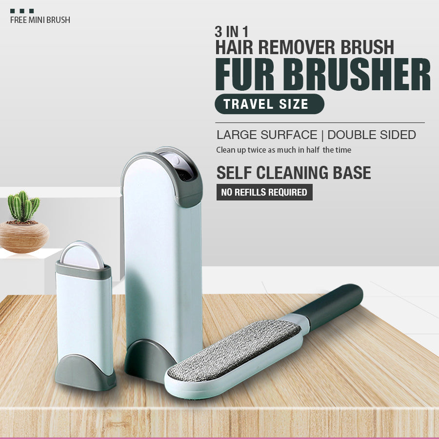 3 in 1 Furs Brusher Pet Hair Lint Remover Brush Self-cleaning Base โ image 2