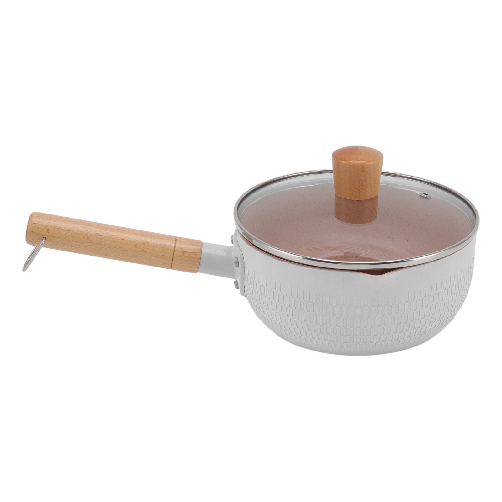 Sauce Pan Stick Proof Aluminum Alloy Multi Functional Milk Pot with Wooden Handle for Induction Gas Stove White โ image 3