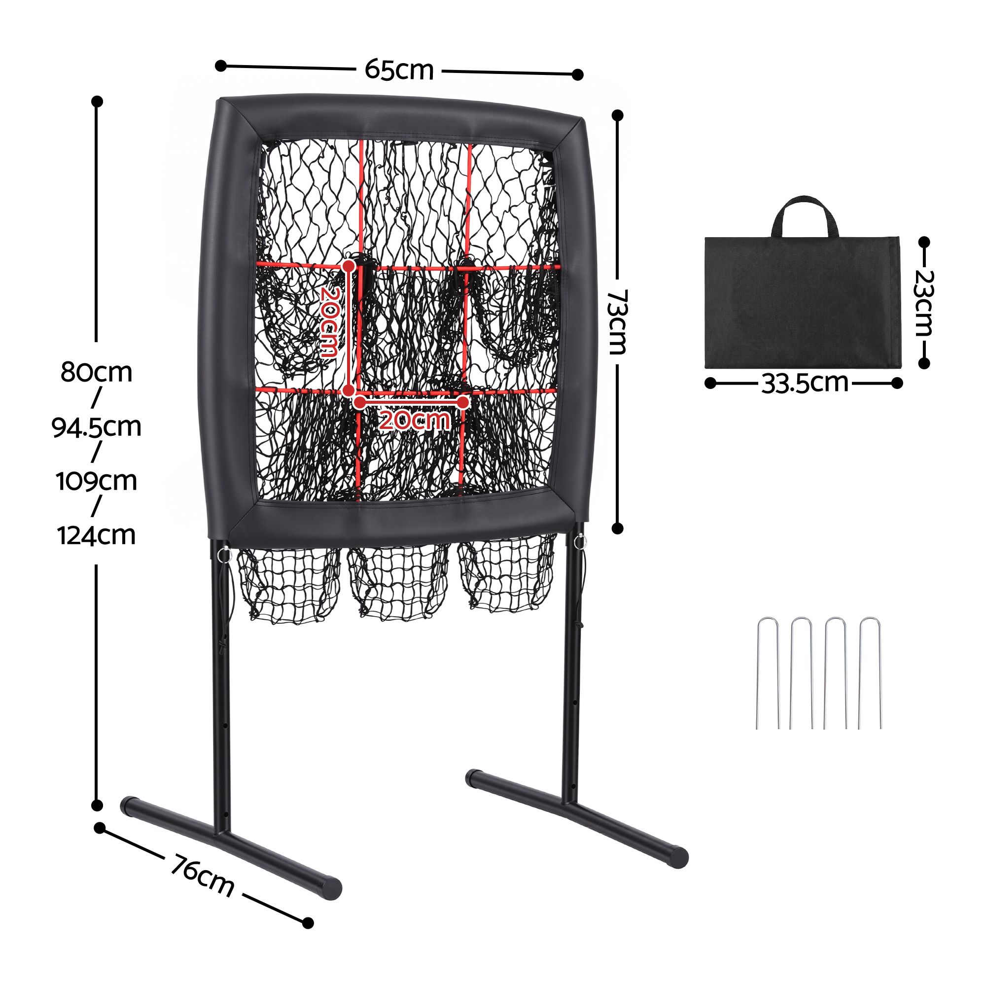 Everfit Baseball Pitching Net Training Target Softball Practice 9 Hole Black โ image 2