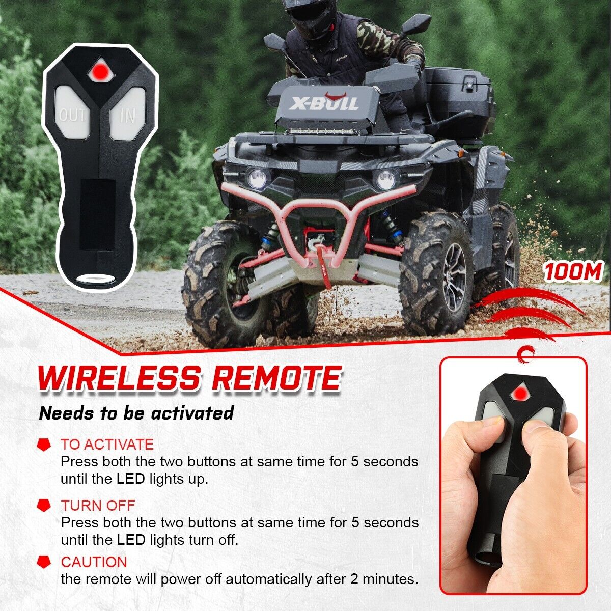 X-BULL Electric Winch 12V 3000LBS Steel Cable Wireless remote ATV UTV Boat Trailer โ image 6