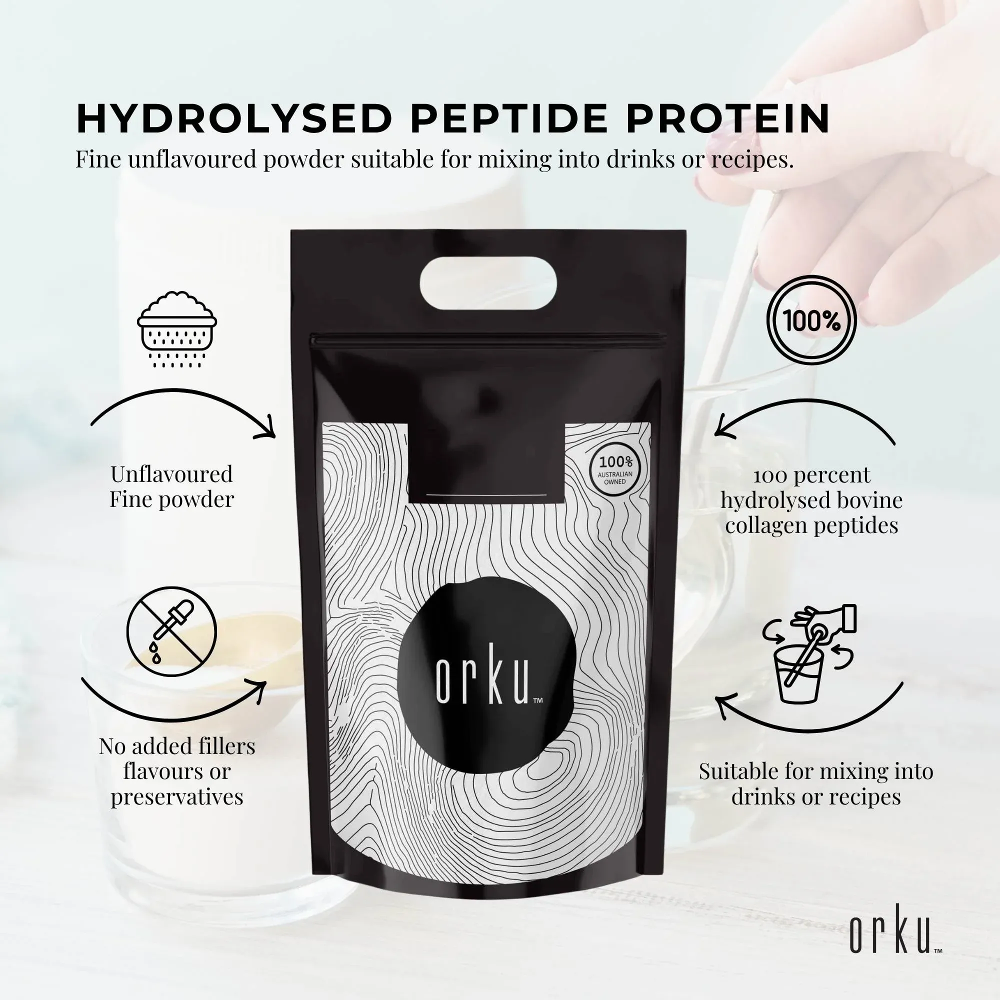 Orku 5Kg Bovine Collagen Peptides Powder Hydrolysed Protein Unflavoured — image 3