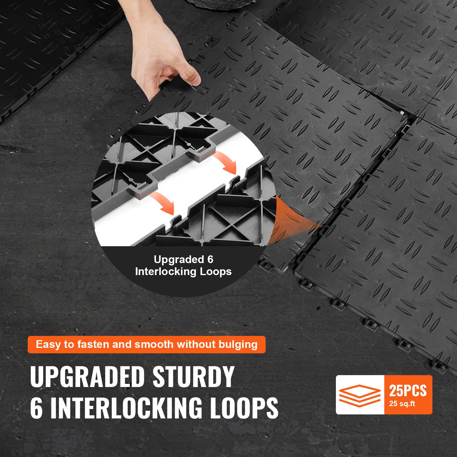 Garage Tiles Interlocking, 12 x 0.53 inch 25 Pack Garage Floor Covering Tiles, Non-Slip Double-Sided Texture Garage Flooring Tiles, for Garages, Basements — image 6