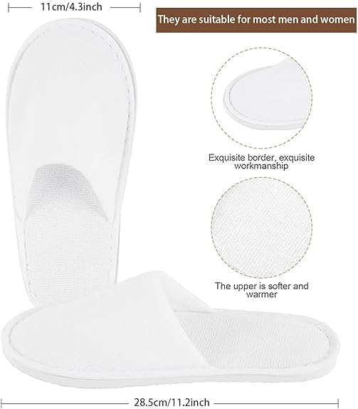 8 Pairs Spa Slippers for Men and Women, Comfortable Non-Slip Disposable Hotel Slippers, Breathable Soft Cotton House Guest Slippers for Travel Guests Hotel — image 3
