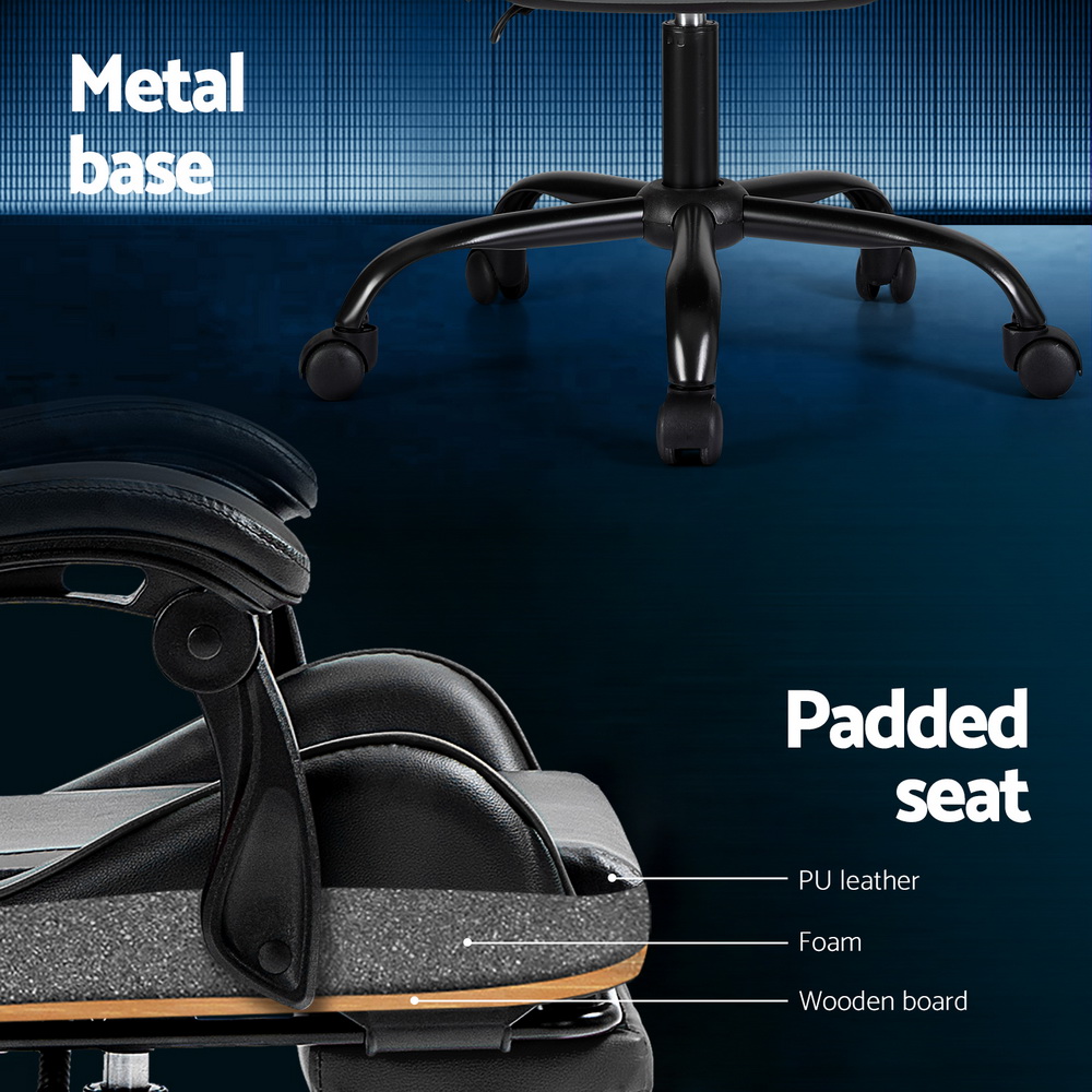 Artiss 2 Point Massage Gaming Office Chair Footrest Grey โ image 6