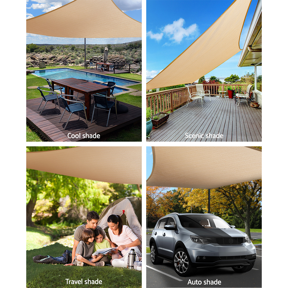 Instahut Waterproof Shade Sail 4x6m Rectangle Sand 95% Shade Cloth โ image 4