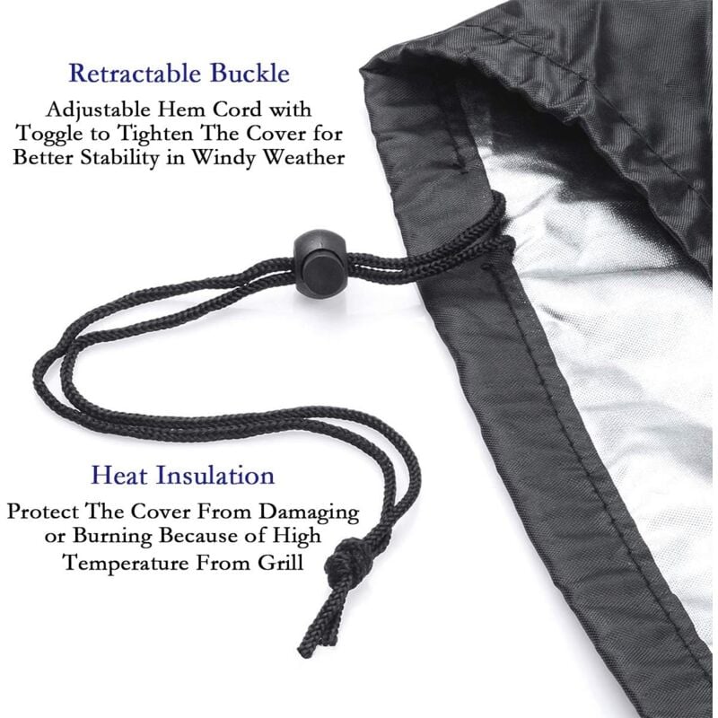Grill Cover BBQ Protective Tarpaulin Anti-UV Anti-water Anti-moisture with Storage Bag Black (170 × 61 × 117cm) — image 4