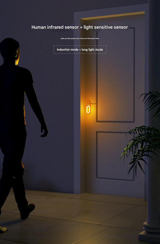 Wooden Motion Sensor LED Night Light - Doorknob Hanger & Writable Message Board β image 4