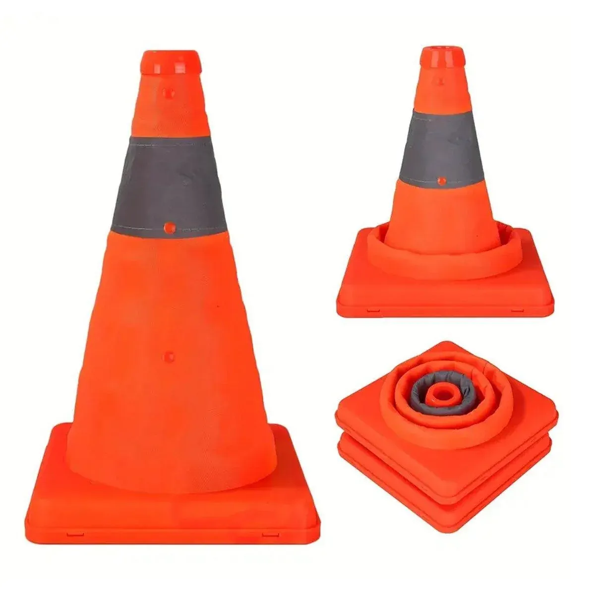 Folding Road Warning Reflective Barrier Cone Emergency Traffic Expansion Safety - 65cm โ image 3