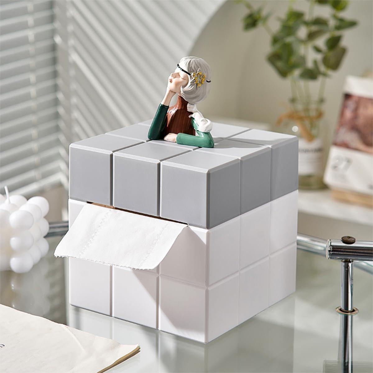 Stylish Cube Tissue Box Holder, Decorative Tissue Box for Vanity Toilet Dresser Night Stand Table Countertop Home Office Car — image 3