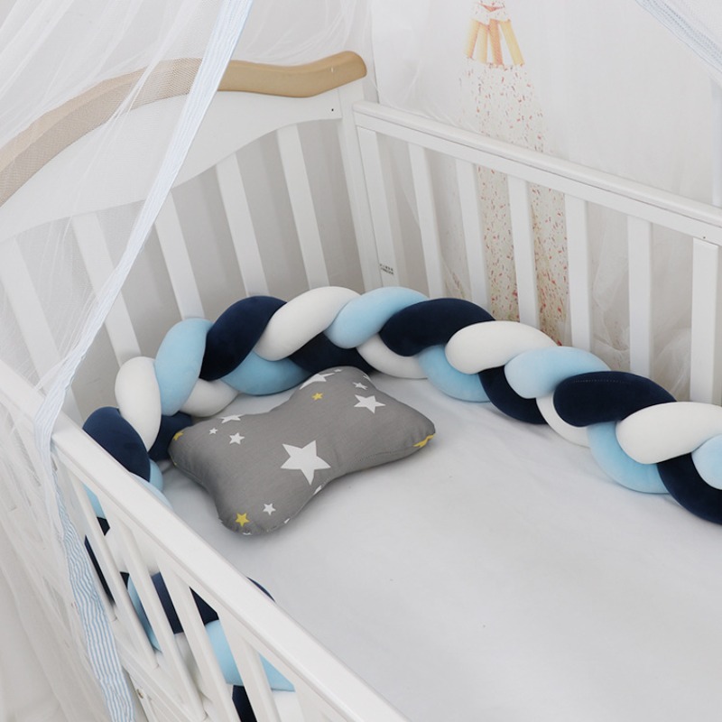 Baby rotating bed snake, bed cover decoration, handmade three-strand braid Light gray 1 meter — image 2