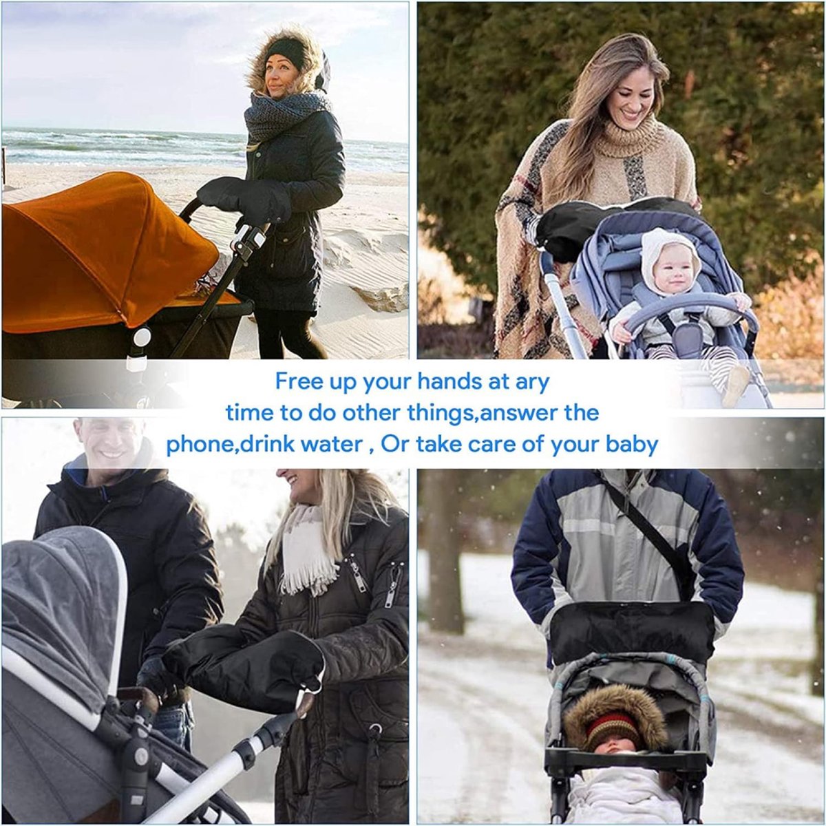 Stroller Glove Hand Warmer - Gloves for Strollers - Buggy Hand Warmer - Lined Gloves - Universal - Waterproof and Windproof - Warm Hands - Removable - Stroller — image 4