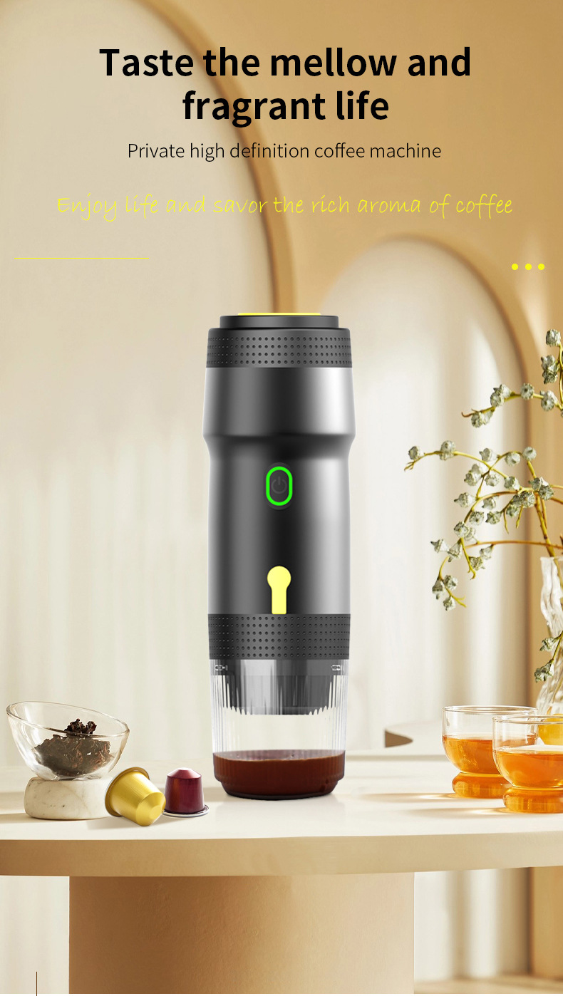 Green 3-in-1 Portable Electric Espresso Maker - Rechargeable Travel Coffee Machine for Capsules & Ground Coffee — image 2