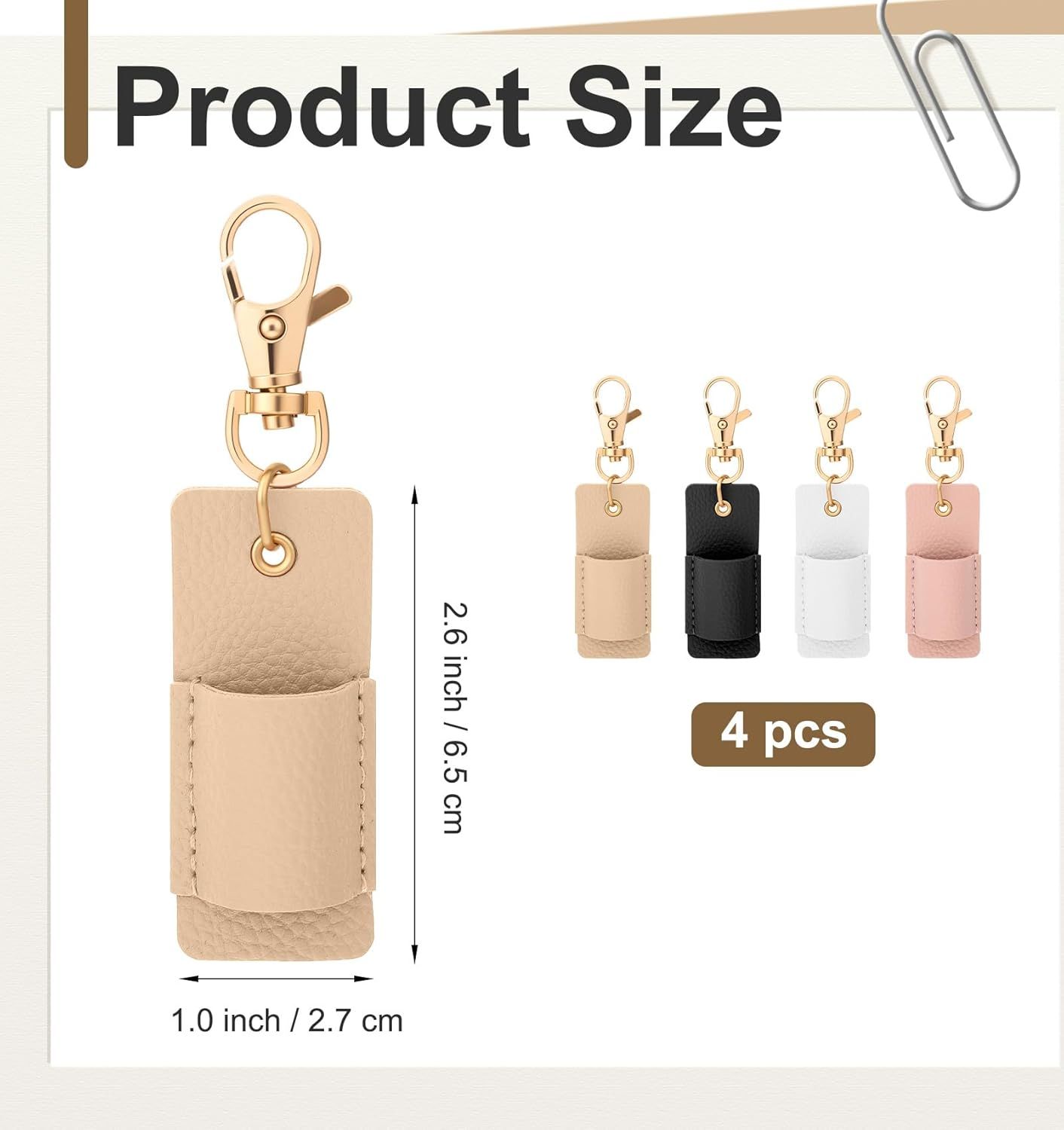 Lanyard Pen Holder, 4 Pcs Anti-lost Leather Badge Pen Holder for Lanyard & Badge Reel (Multi-colored) โ image 3