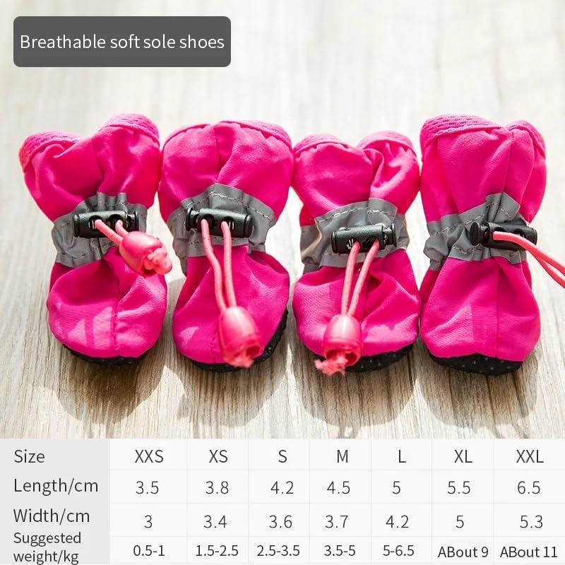 Anti-Slip Sole Dog Boots Paw Protector Dog Booties with Reflective Straps,4Pcs Dog Boots Anti-Slip Paw Protectors,Non-Slip Small Dog Boots,Anti Slip Paw — image 2