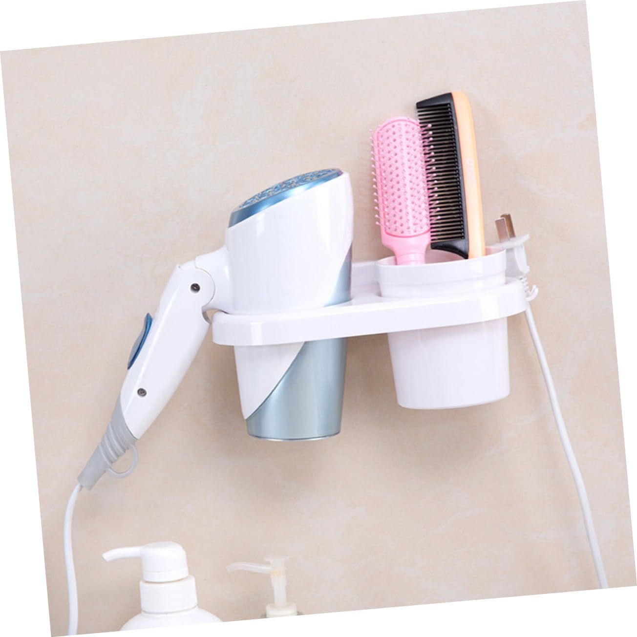 1PC shelf bracket hairdryer holder wall hanging hairdryer storage rack no trace No punching Hair Dryer holder hairdryer โ image 3