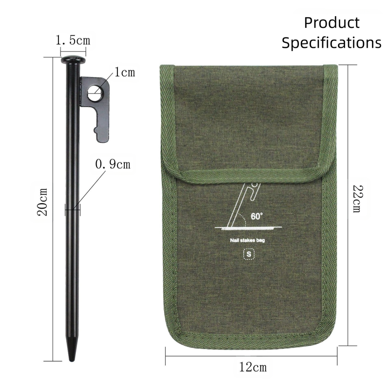 2pc Heavy-Duty 20cm Tent Stakes Kit (12 Pegs/pc) with Carry Bag — image 2
