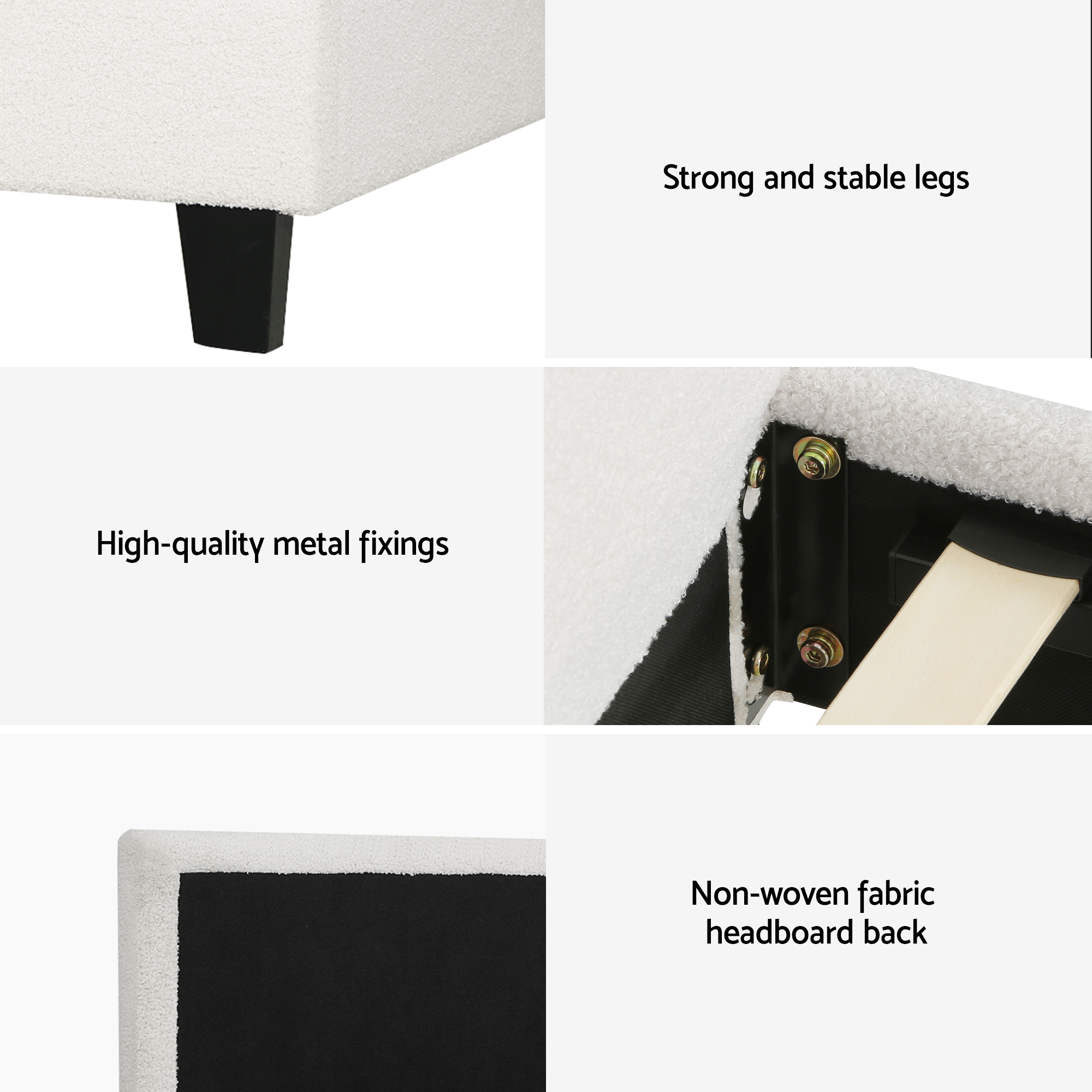Artiss Single Bed Frame with Hybrid Mattress Set 30cm Medium Firm Platform Headboard Boucle Upholstered Pocket Coil for Pressure Relief — image 6