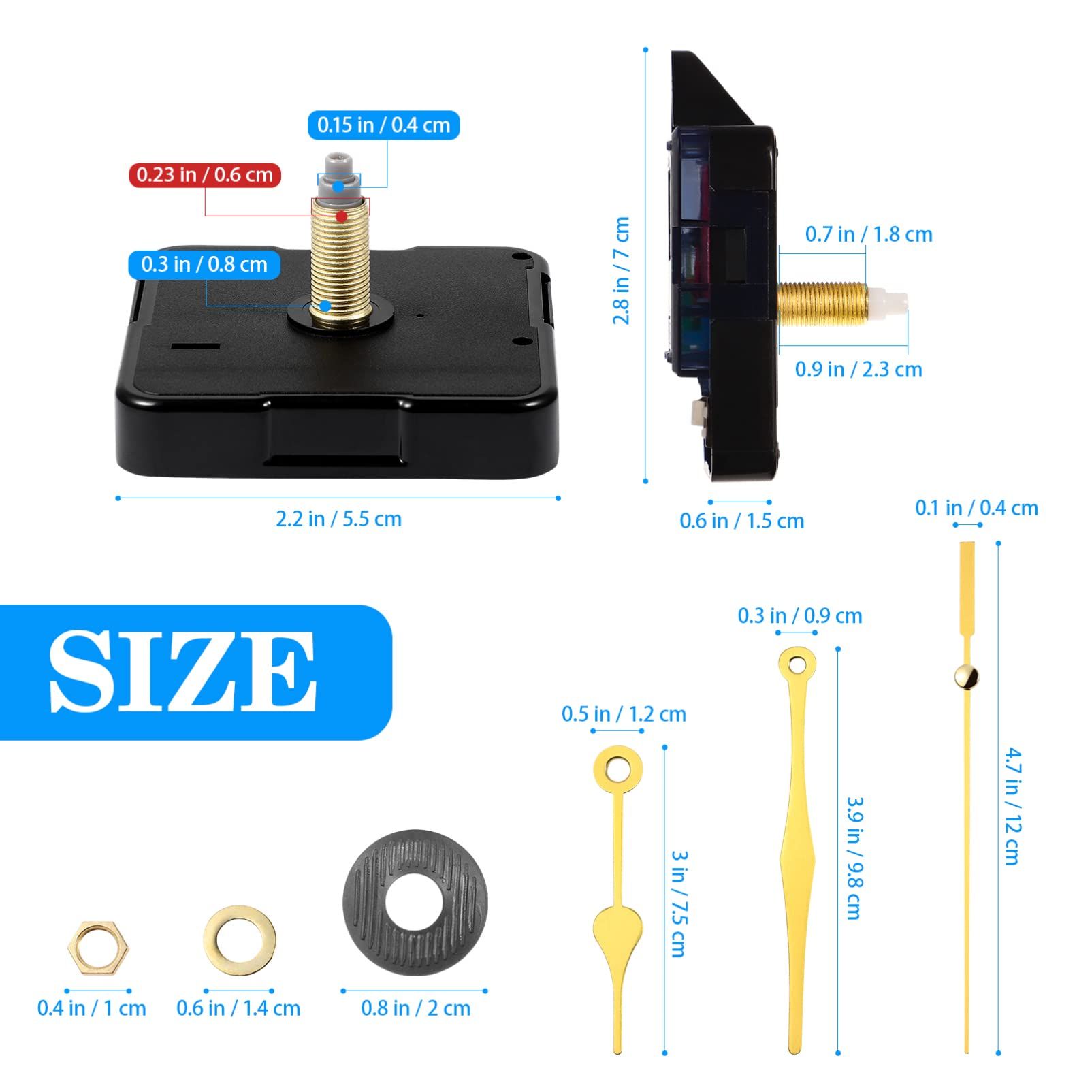 Silence Quartz Clock Movement, Silent Clock Mechanism Replacement DIY Wall Clock Movement Mechanism Long Shaft Clock Parts Repair — image 2