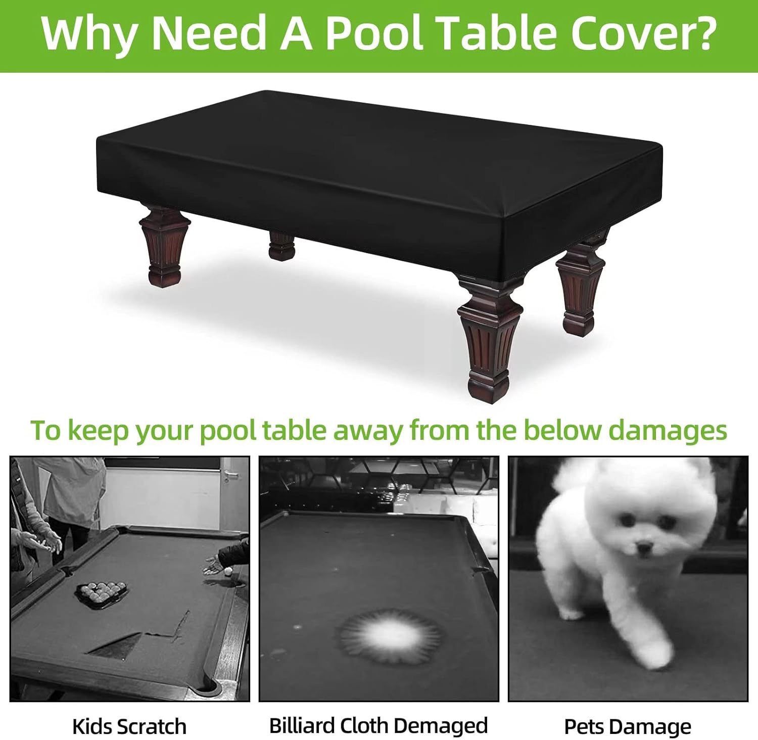 Heavy-Duty 7ft Pool Table Cover with UV-Resistant Coating, Waterproof & Windproof Full-Cover Protection for Indoor & Outdoor Use (85*49*6in) — image 6