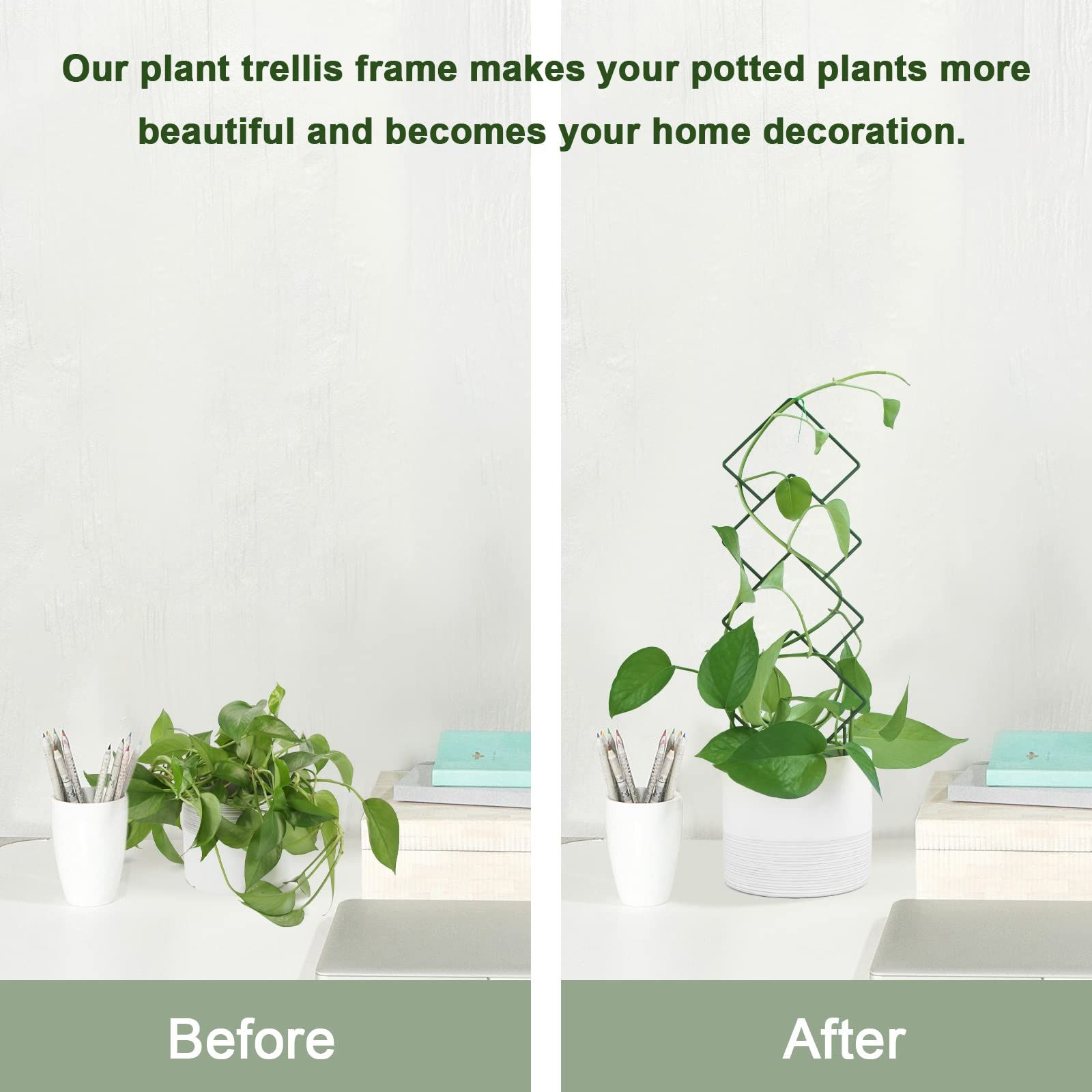 Indoor Plant Trellis for Climbing Plants, 16inch Small Garden Metal Trellis for Potted Plants Outdoor for Vine Ivy Flower 4 Pack — image 3