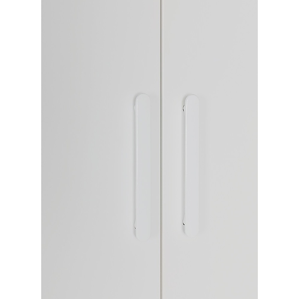 3 Door White Wardrobe – White Handles, Hanging Rail & Shelves — image 4