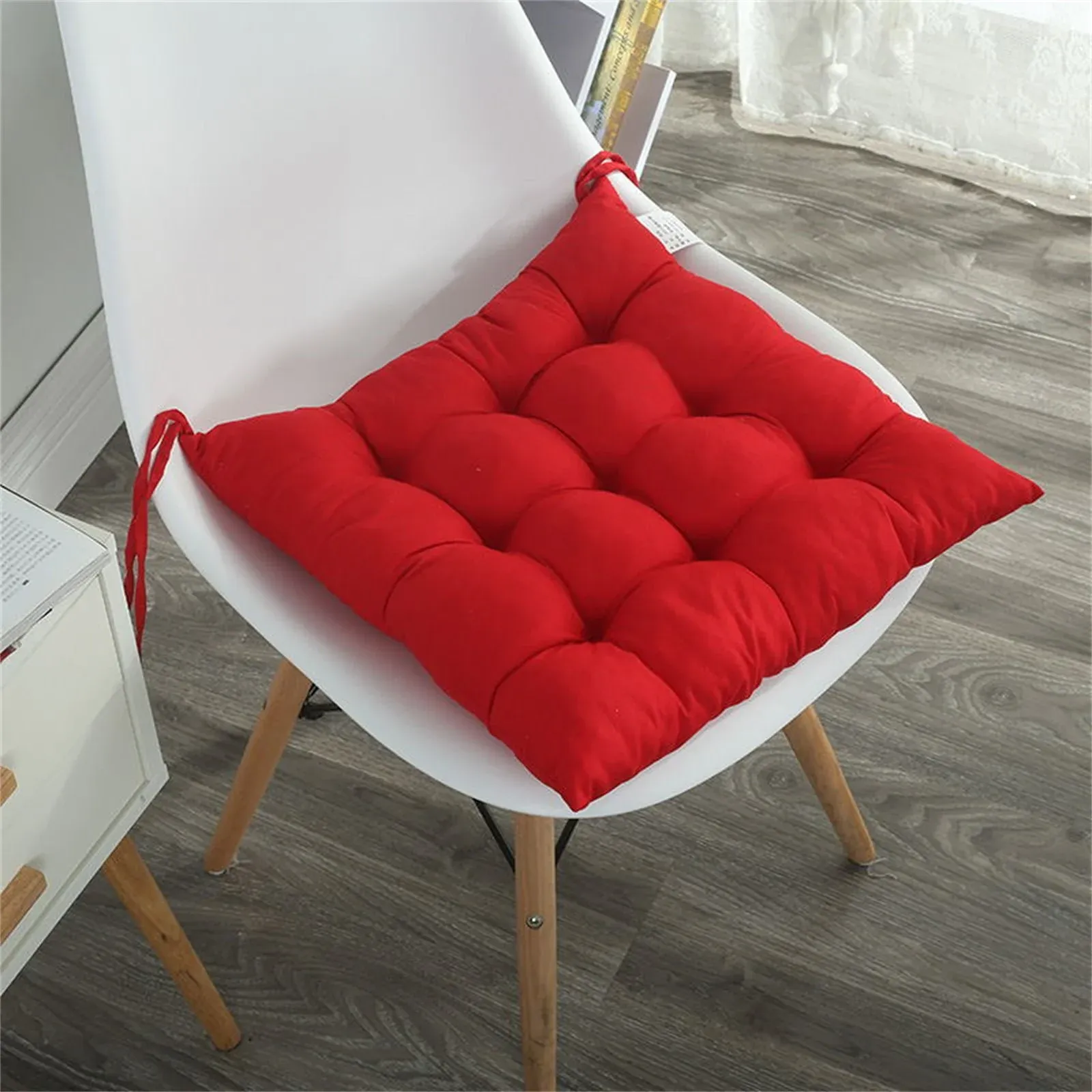 Red Chair Seat Cushion With Ties for Indoor Outdoor Patio Furniture Garden Home Office β image 2