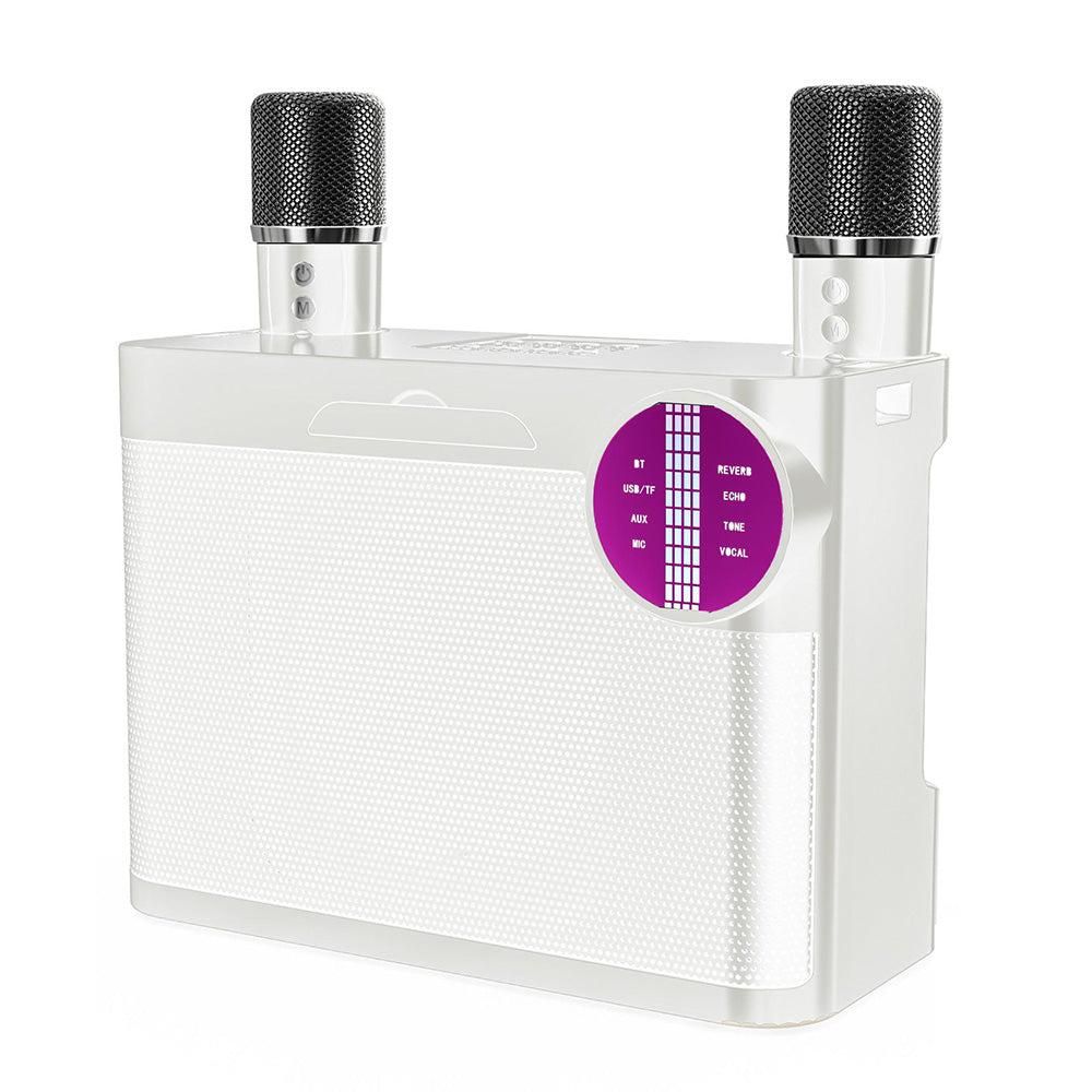 Portable Bluetooth 5.3 Speaker with 2 Wireless Microphones Home Karaoke Speaker Machine White — image 3