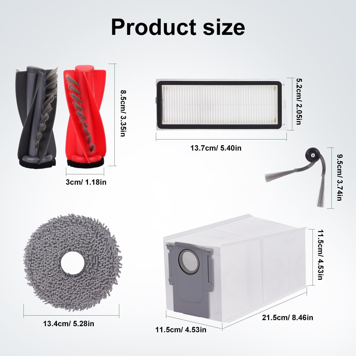 Replacement Parts Accessories Kit or Qrevo S5V/Qrevo Curv/Qrevo Curv S5X/Qrevo Edge S5A Series Robot Vacuum Cleaner - 1 Main Brush, 3 HEPA ilters, 3 Dust Bags — image 2