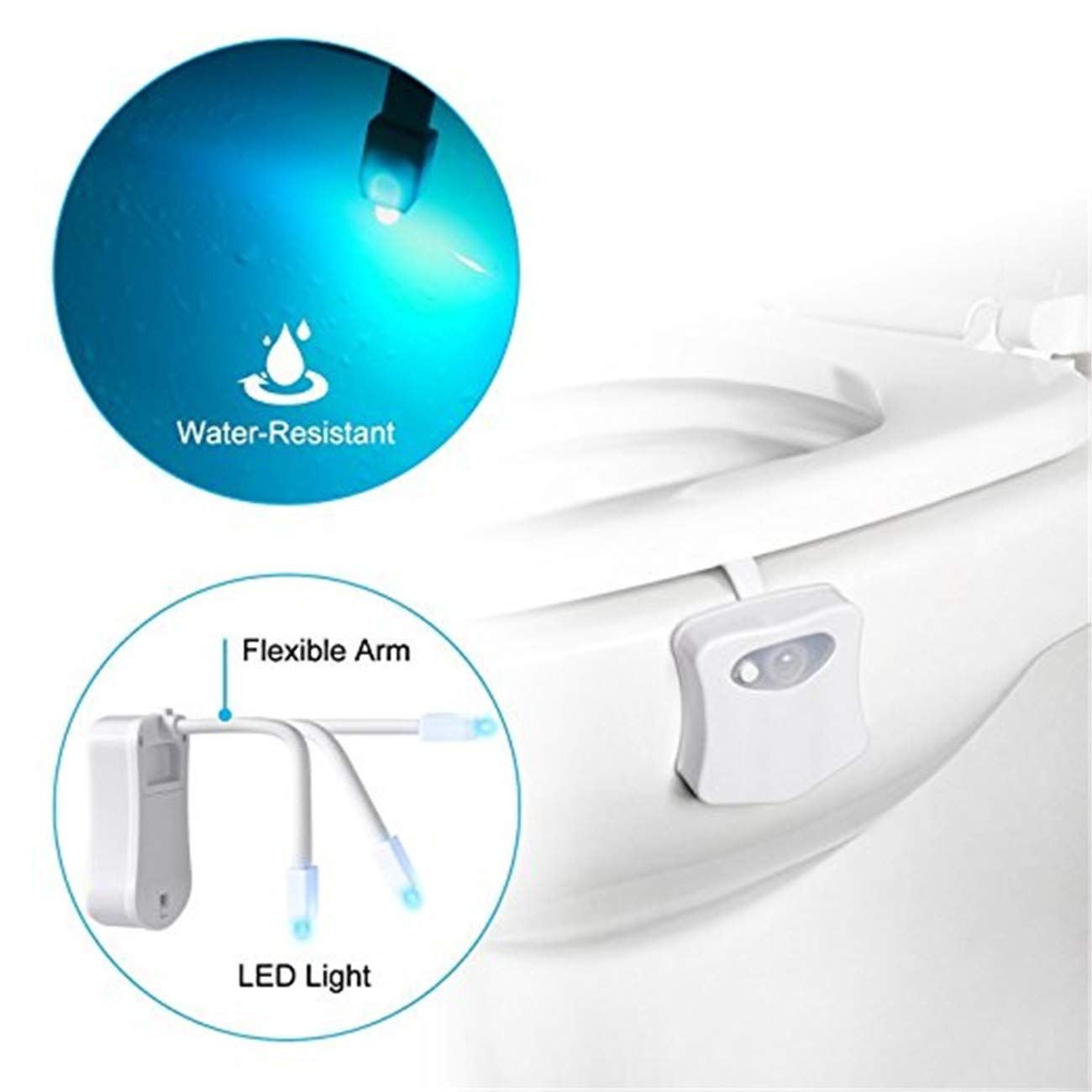 2 Pack Toilet Night Lights, 8-Color Changing LED Bowl Nightlight with Motion Sensor Activated Detection, Cool Fun Bathroom — image 4