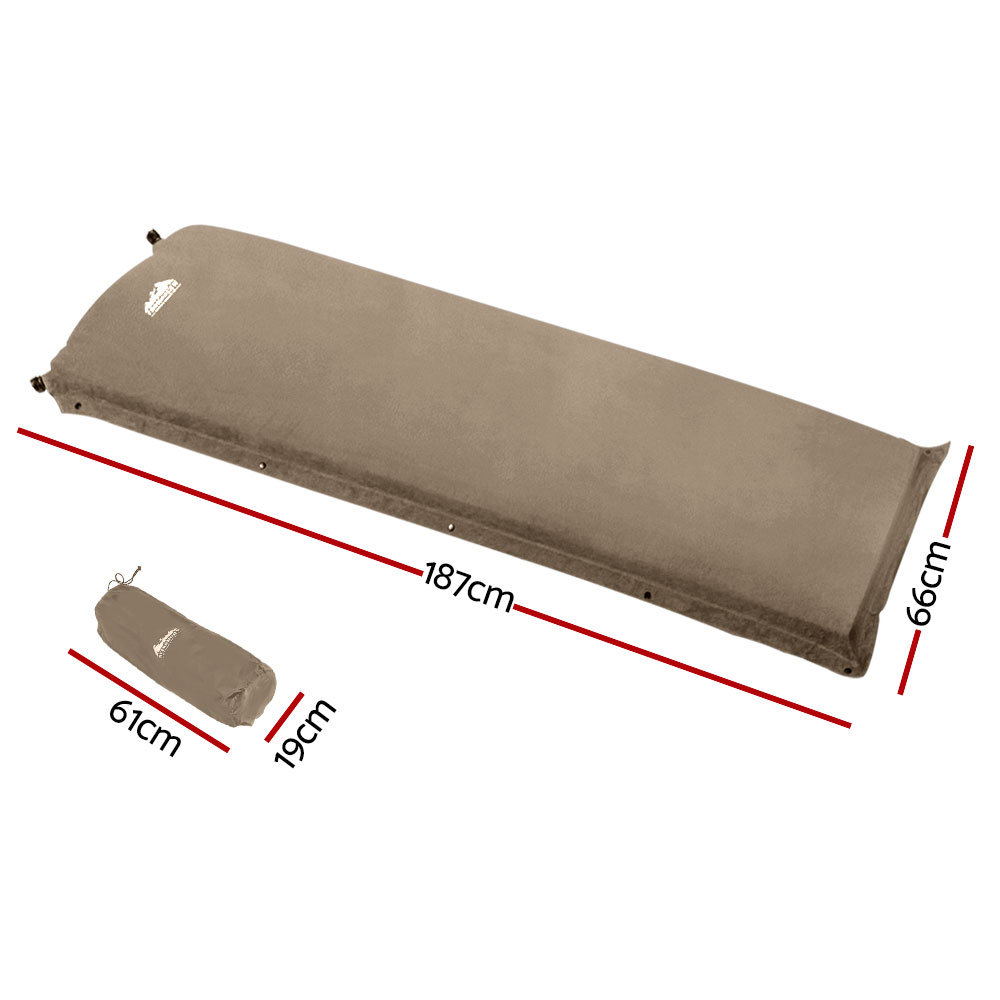 Weisshorn Self Inflating Mattress Camping Sleeping Mat Air Bed Single Coffee โ image 2