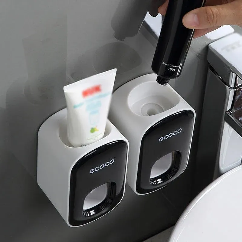 Ecoco Wall Mount Auto Ands Free Toothpaste Dispenser Automatic Toothpaste Squeez - Grey β image 4
