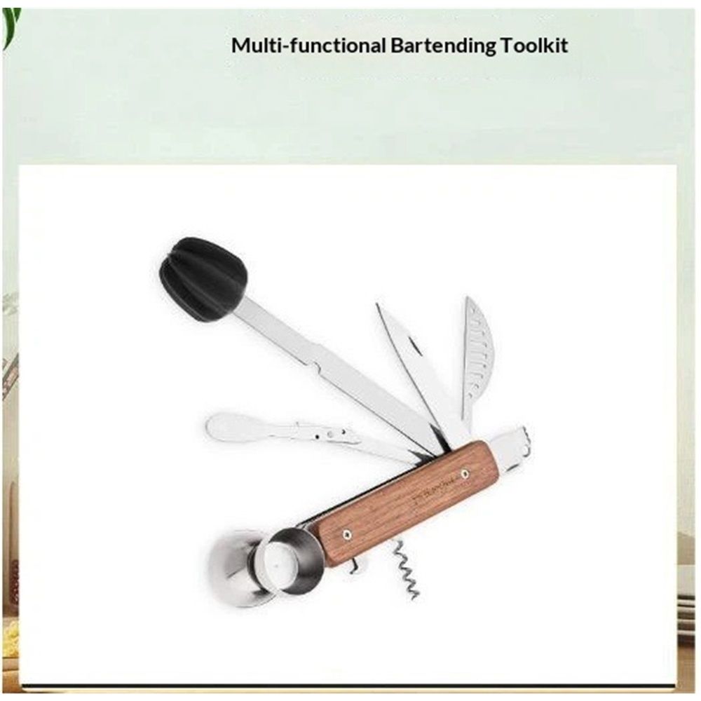All in One Bartender Multitool Set, 10 in 1 Bar Tool with Strainer, Muddler, Reamer, Jigger, Stirrer, Corkscrew, Opener, Knife and Channel Knife for โ image 4