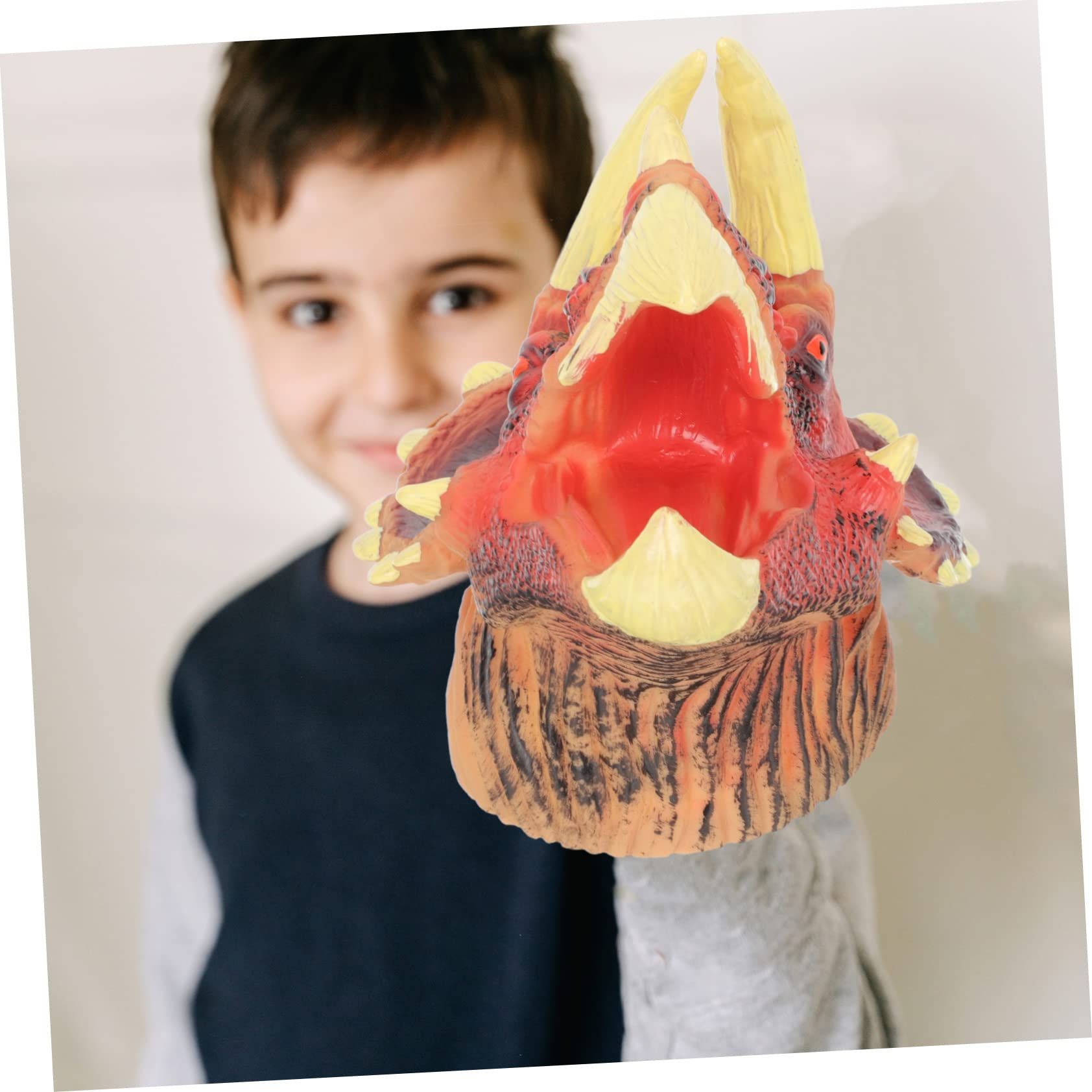 Educational Dinosaur Toy Triceratops Hand Puppet Toys Puppets for Kids Dino Hand Puppet Role-Play Toy Puppets Finger Puppets โ image 2