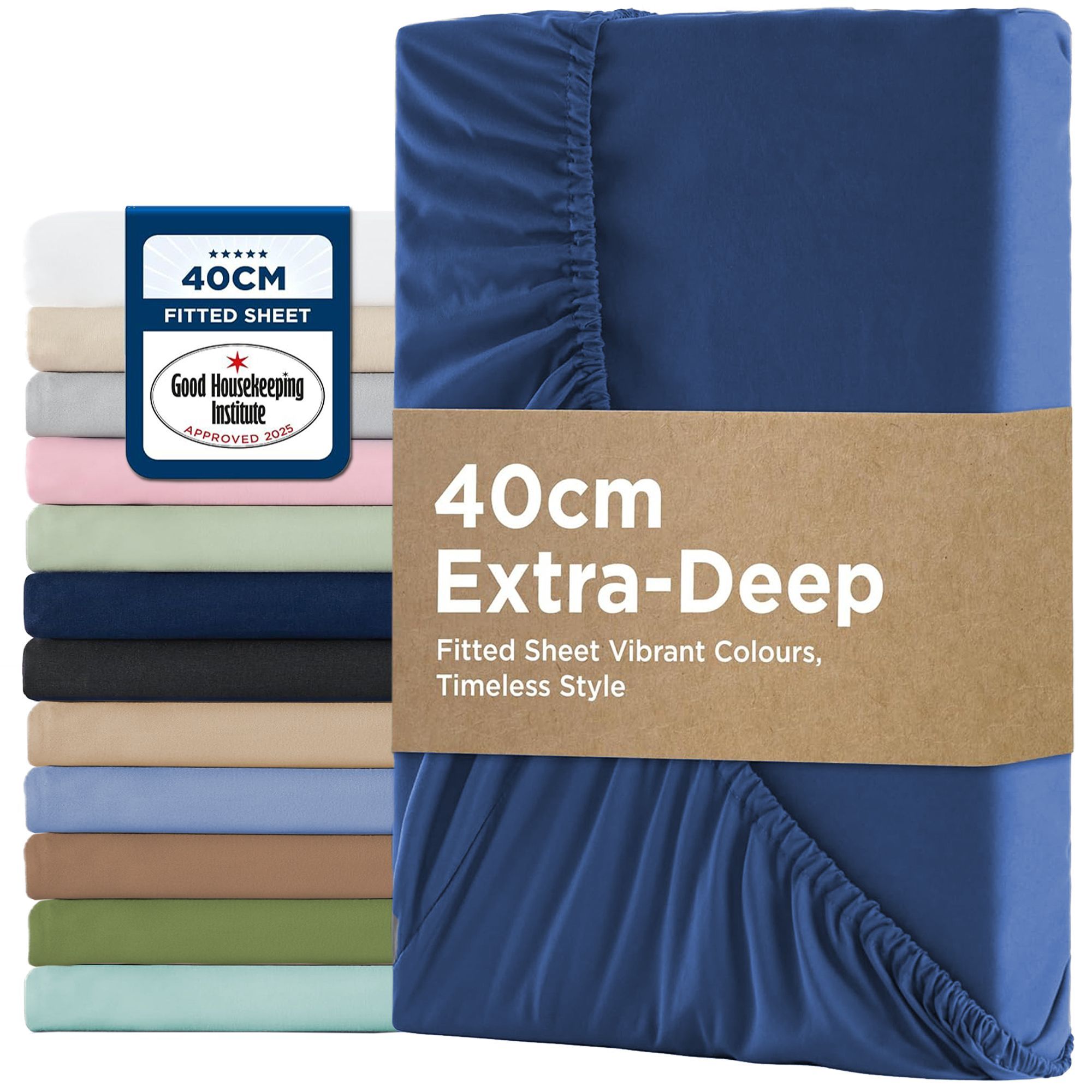 2000TC Hotel Quality Fitted Sheets - 2 Piece Fitted Sheets -Breathable Bedding - Wrinkle, Fade, Stain Resistant- 16inch/40cm Deep Pocket Fitted Bed