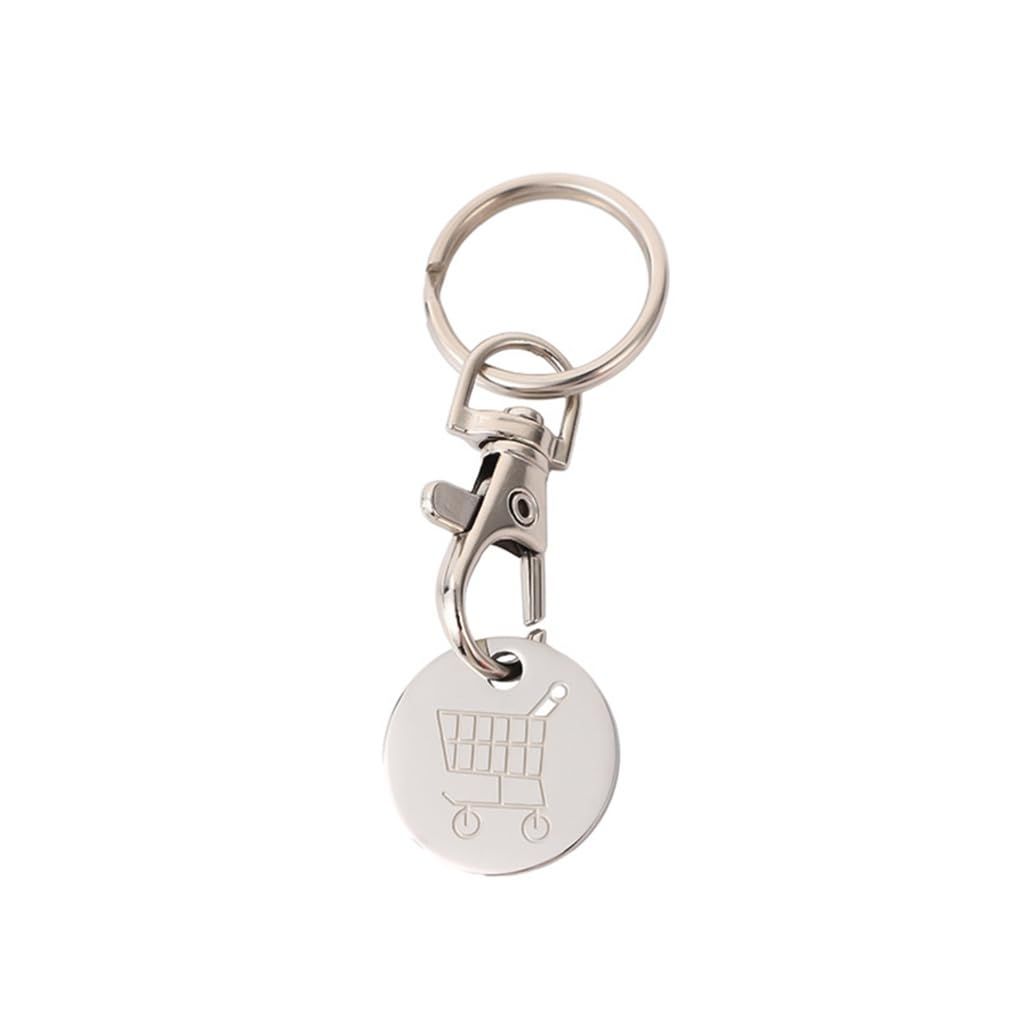 Shopping Trolley Tokens Key Ring,Stainless Steel Shopping Trolley Remover Grocery Cart Coin Keychain, Unlock Release Key for Meters