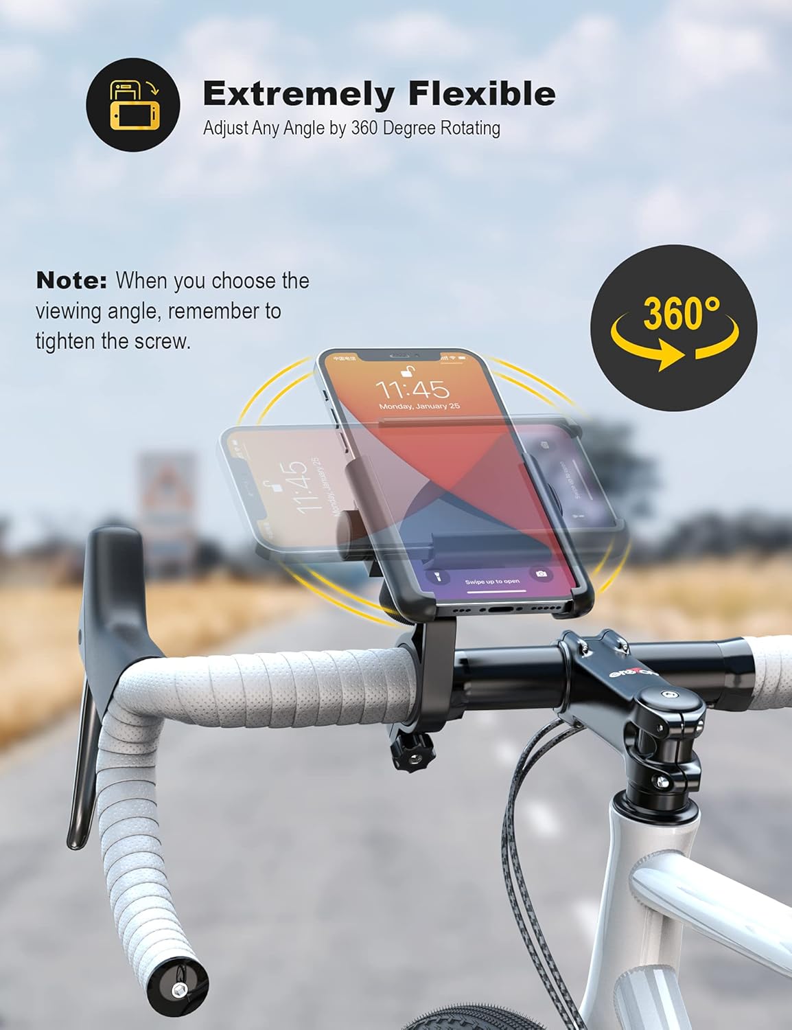 Bike Phone Holder with Quick Release Lock and 360 Degree Rotation for Motorcycles, Scooters and Mountain Bikes, Fits 9-18 cm Phones — image 3