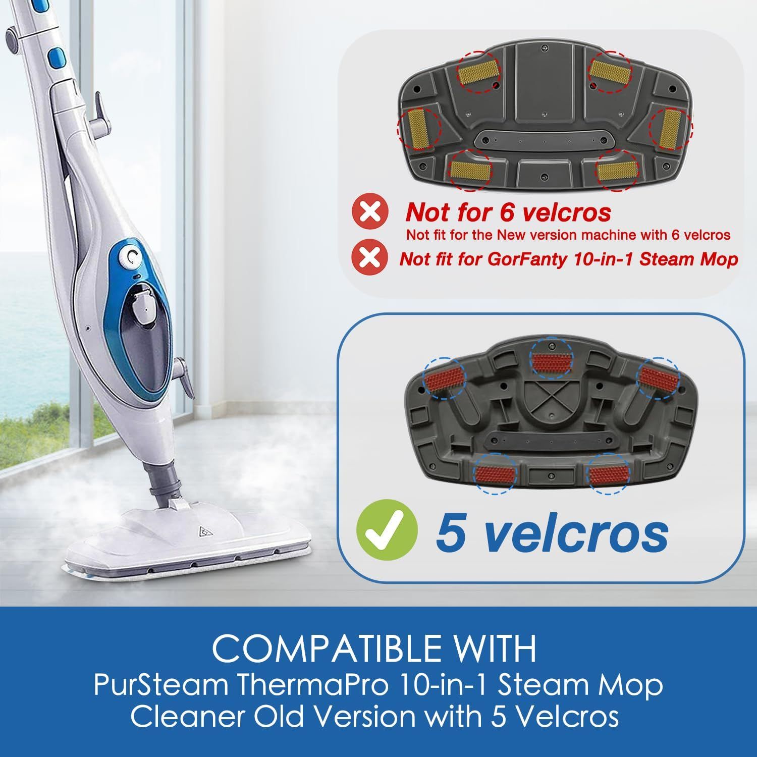 Steam Mop Pads or PurSteam ThermaPro 10-in-1 and ThermaPro 211 Steam Mop Cleaner, Pur steam Mop Replacement Pads Microiber Reusable Steam Mop Pads or Steamer β image 2