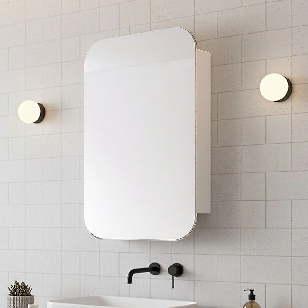Rectangle Wall Hung Bathroom Mirror Shaving Cabinet Vanity Matte White — image 4
