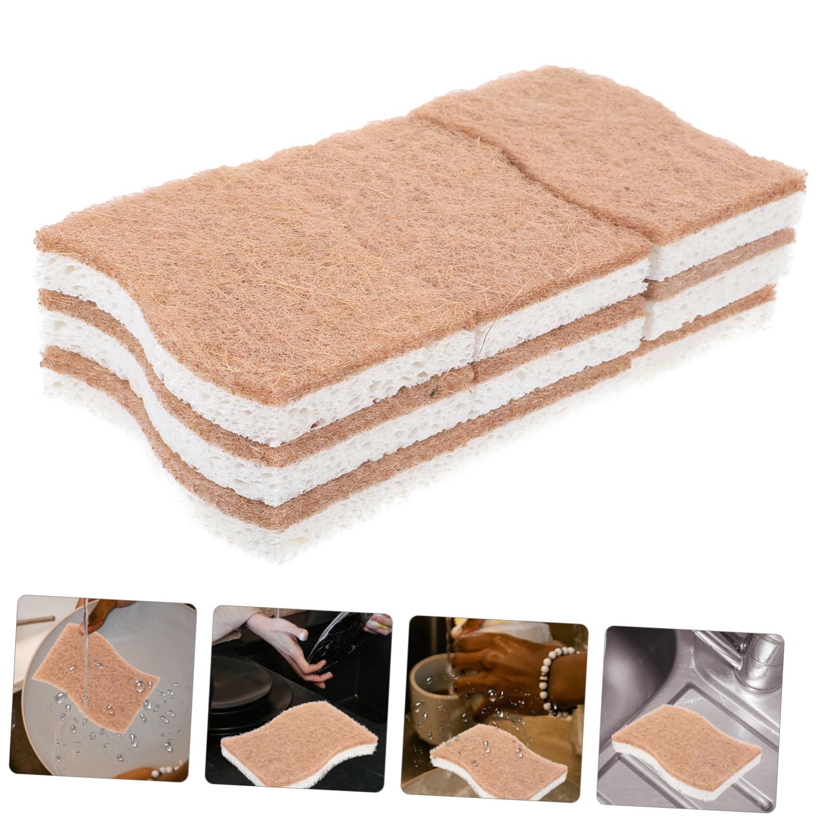 6pc Non-Scratch Scrub Sponge- Natural Sponges for Non-Stick Cookware, Kitchen Sponges, Cellulose Sponges for Dishes — image 2