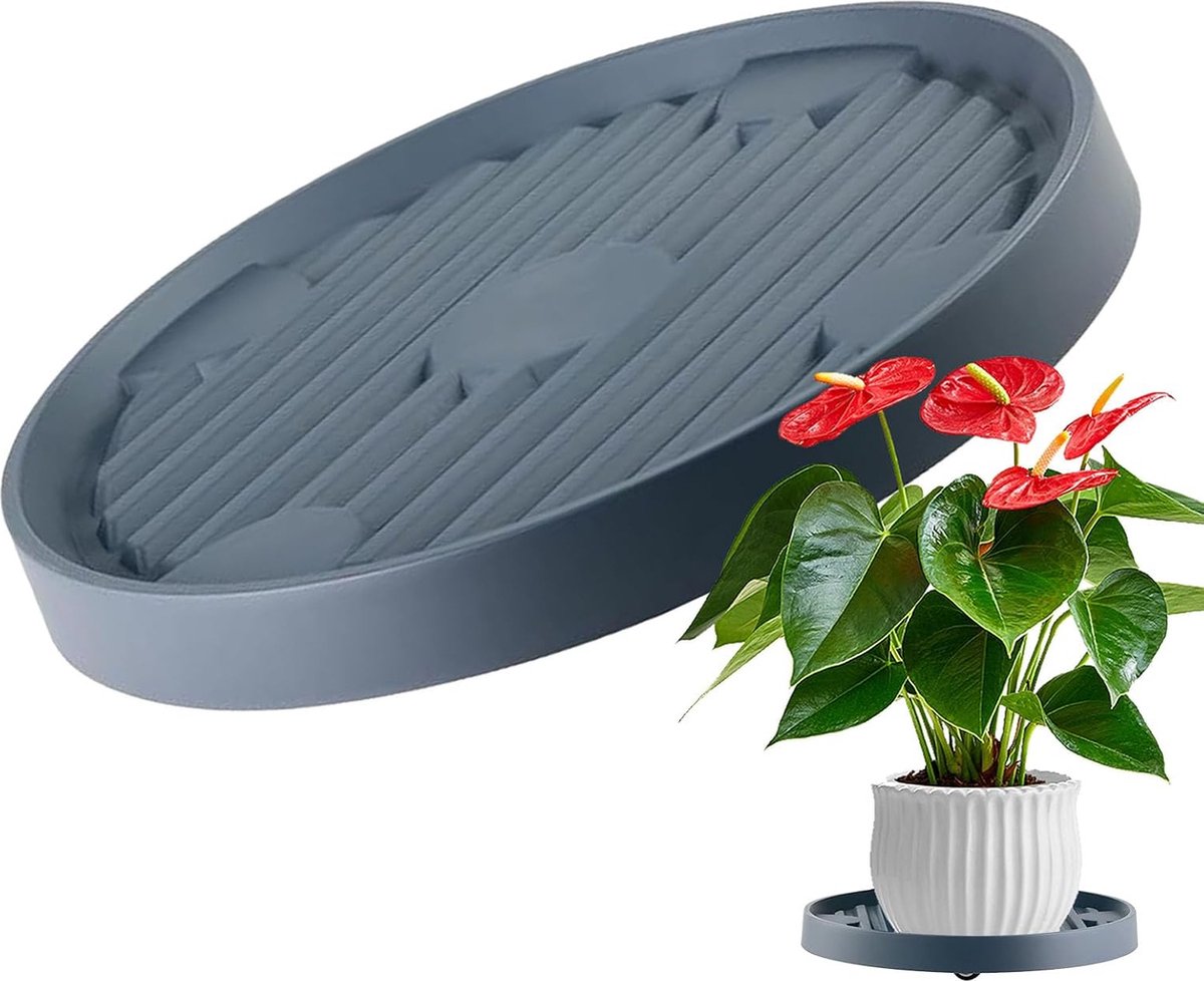 Round Flowerpot Mover - 19.3 Cm - Rolling Plant Pallet - Round Dark Grey Saucer With 4 Wheels - Plant Stand Planter Caddies - For Moving Potted