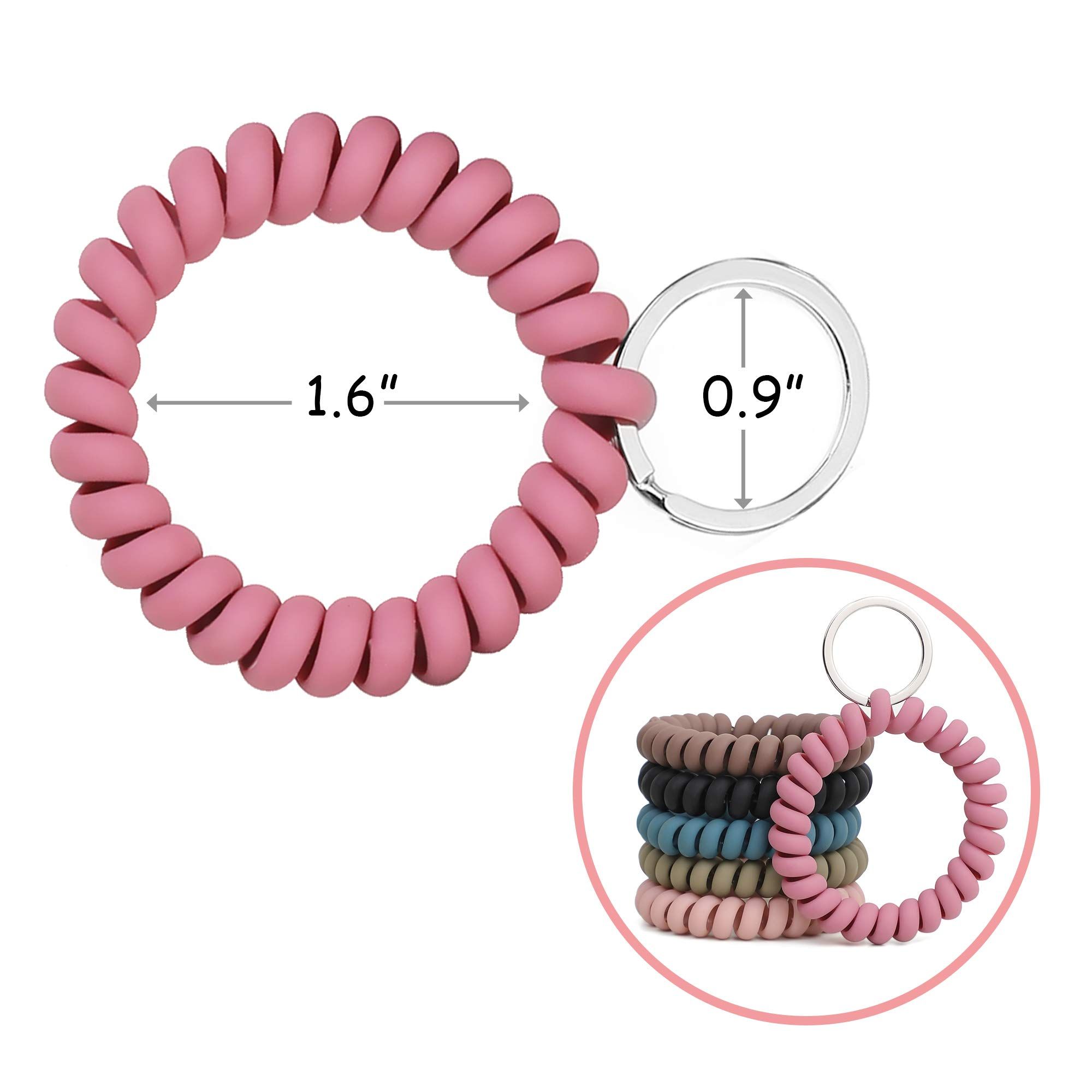 6PCS Stretchable Wristband Wristlet Keychain Wrist Key Chain Wristlet,Spring Flexible Spiral Wrist Coil Wrist Key Holder Key Ring — image 3