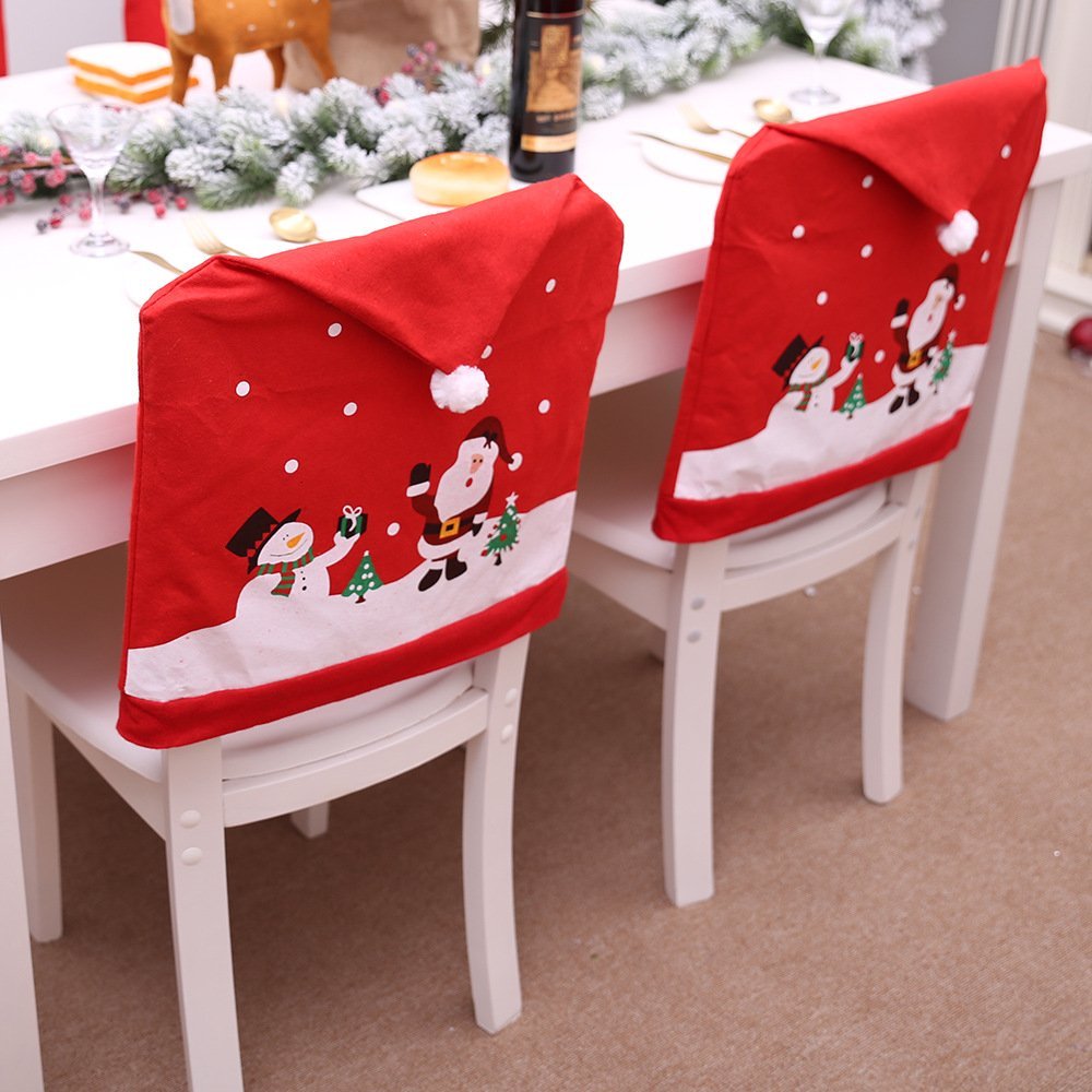 6-10x Christmas Santa Hat Chair Covers Table Cloth Dinner Home Décor Ornaments, 8PCS Chair Covers — image 4
