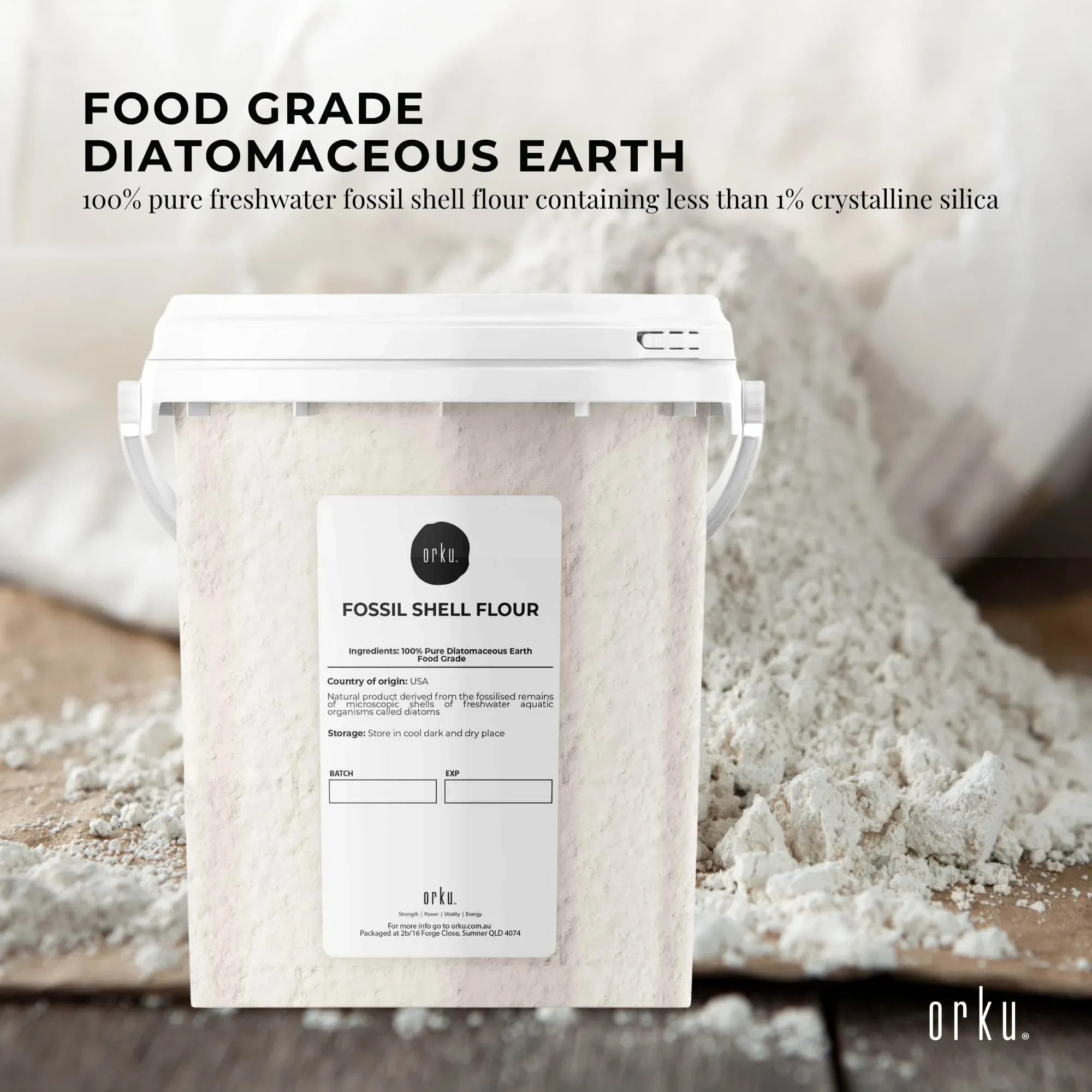 Orku 300g Fine Diatomaceous Earth Tub - Food Grade Fossil Shell Flour — image 2
