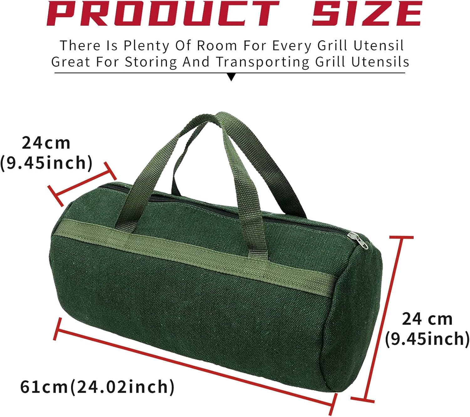 Grill Accessory Storage Bag, 24" Extra Thick Canvas Grill Utensil Storage Bag, Double Zipper Grill Tool Storage Bag, BBQ Tool Storage Bag Carry Bag for Camping — image 2
