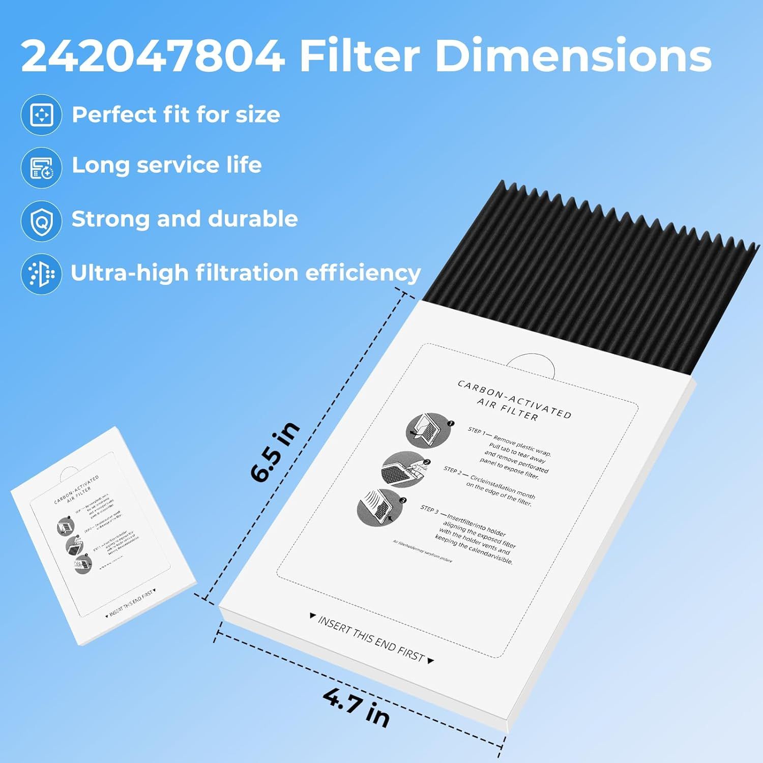 Rerigerator Air ilter Replacement or rigidaire PAULTRA Pure Air Ultra and Electrolux EACB ridge Replace 242061001, 242047801, 242047804-6 Pack by — image 2