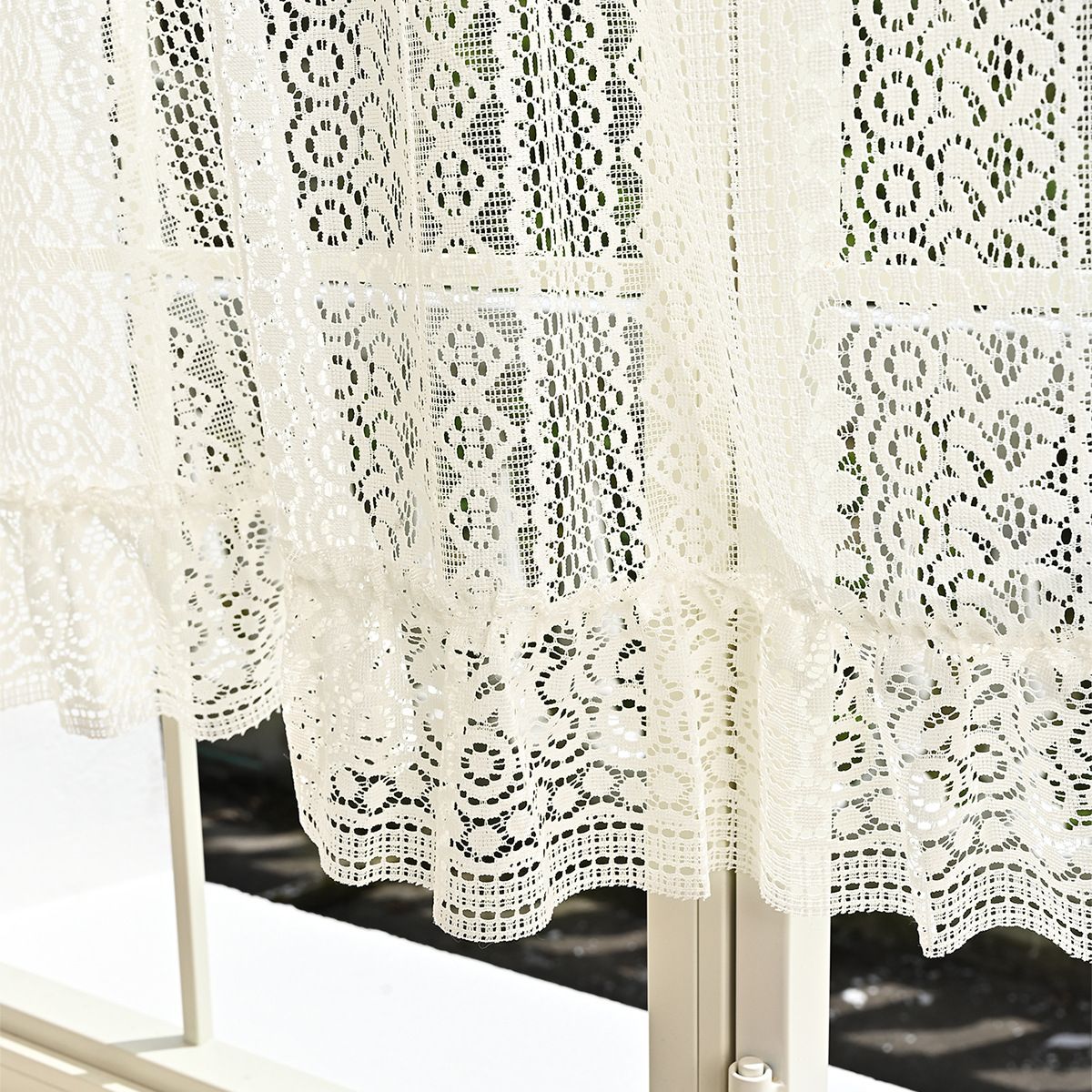 Rustic Crochet Curtain Valance for Kitchen Bathroom Farmhouse Lace Curtain Tiers for Coffee Decor Room Divider Rod Pocket Hollow Out Short Curtains for Closet — image 4