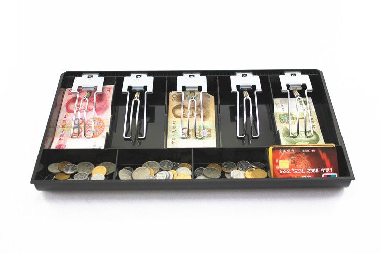 Cash Drawer Register Insert Tray 5 Bill/4 Coin Compartments ABS Material Tray with Metal Clip Currency Storage Box(Black) — image 5