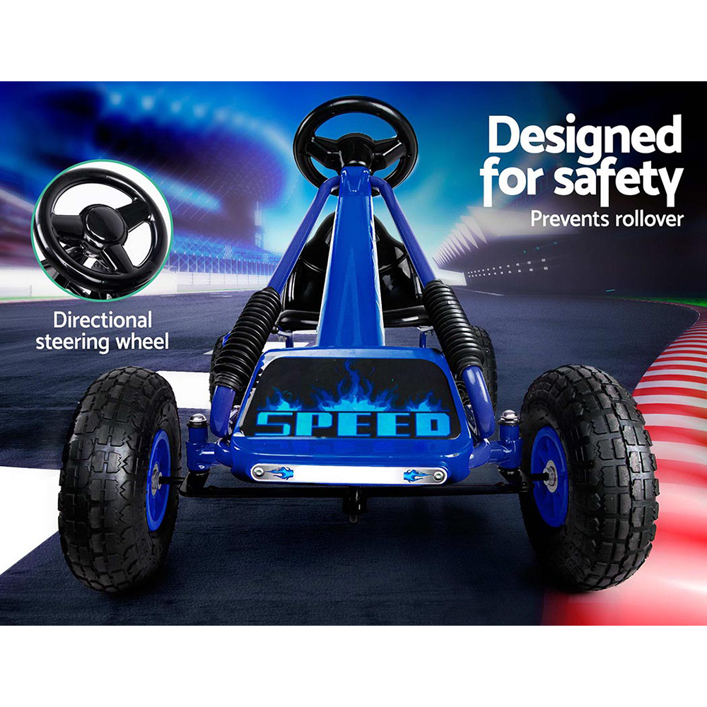 Rigo Kids Pedal Go Kart Ride On Toys Racing Car Rubber Tyre Blue โ image 4